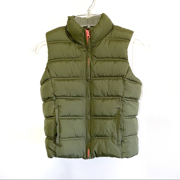 olive green puffer vest womens